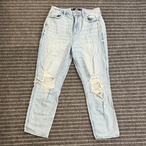 Hollister Light Blue Ripped Straight Leg Jeans
